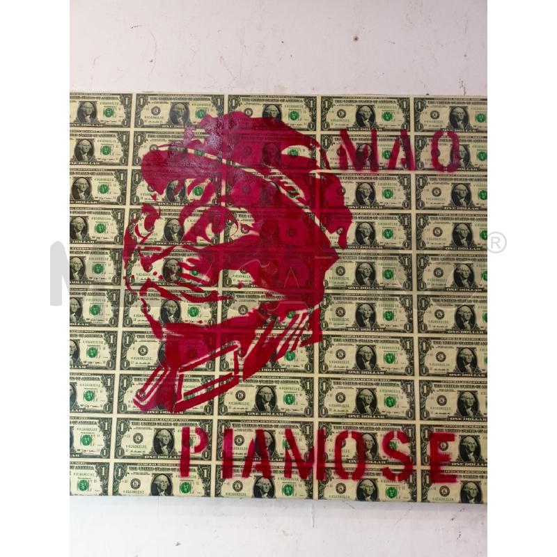 QUADRO OLIO TELA MAO PIAMOSE ROMA STENCIL DOLLARI GATTI  | Mercatino dell'Usato Roma re di roma 2