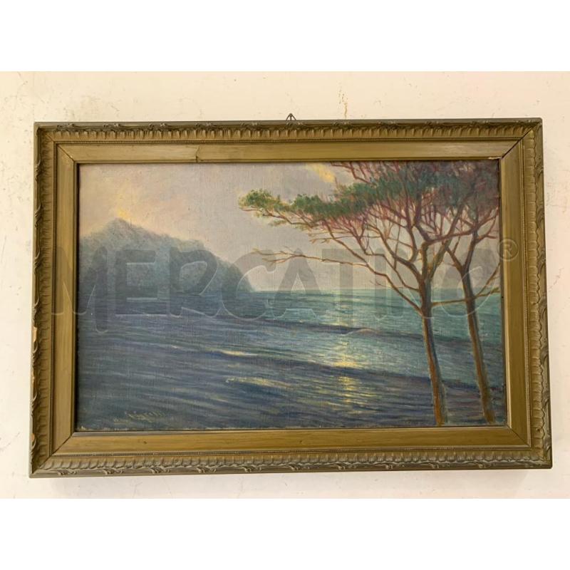 QUADRO OLIO TELA MARINA ALBERO MANTAGNA CORN DORATA | Mercatino dell'Usato Roma re di roma 1