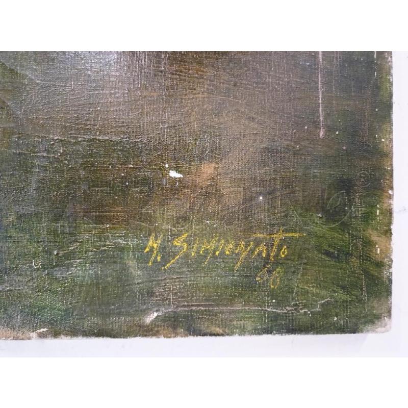 QUADRO OLIO TELA MATERICO BAMBINO TONI VERDI MARRONE  | Mercatino dell'Usato Roma re di roma 2