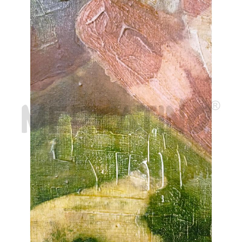 QUADRO OLIO TELA MATERICO BAMBINO TONI VERDI MARRONE  | Mercatino dell'Usato Roma re di roma 3