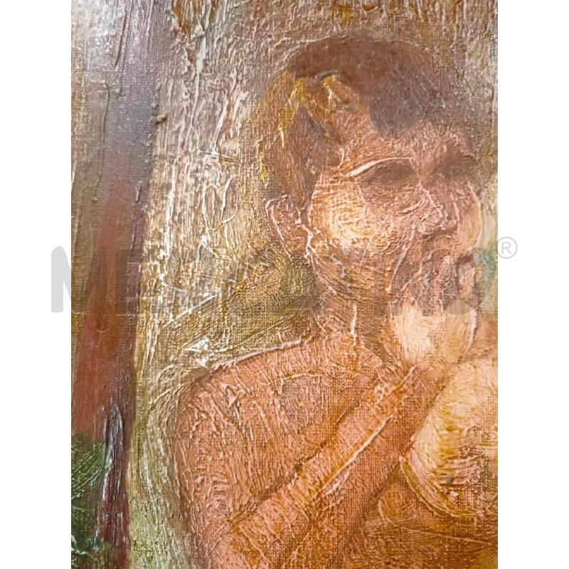 QUADRO OLIO TELA MATERICO BAMBINO TONI VERDI MARRONE  | Mercatino dell'Usato Roma re di roma 4