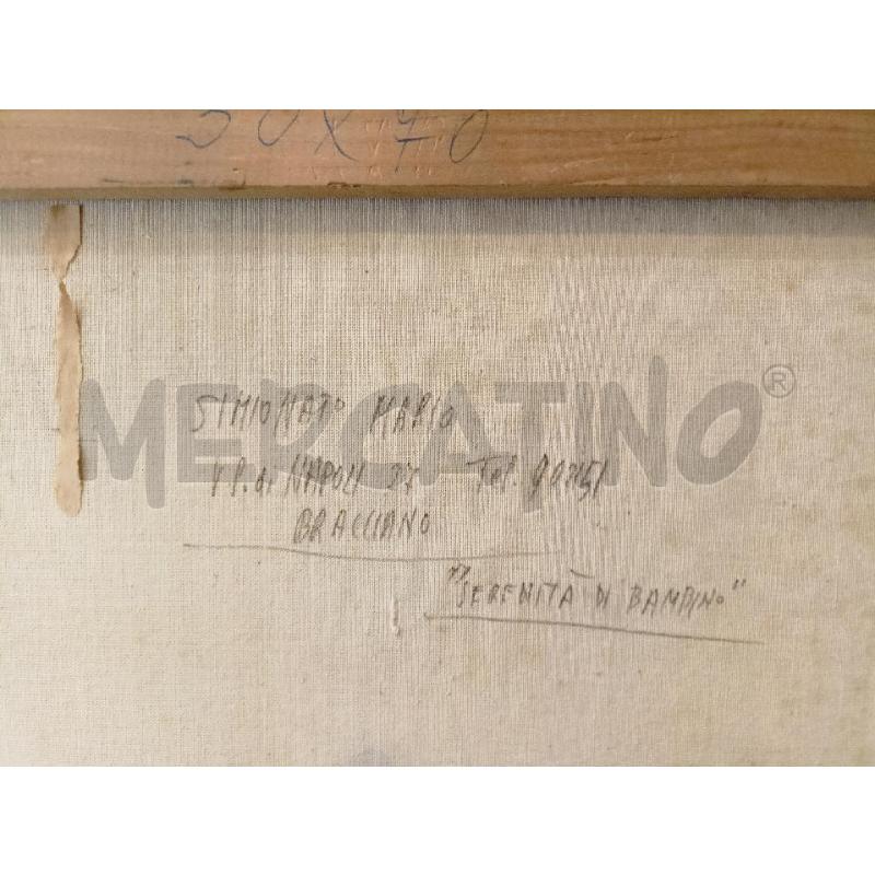 QUADRO OLIO TELA MATERICO BAMBINO TONI VERDI MARRONE  | Mercatino dell'Usato Roma re di roma 5