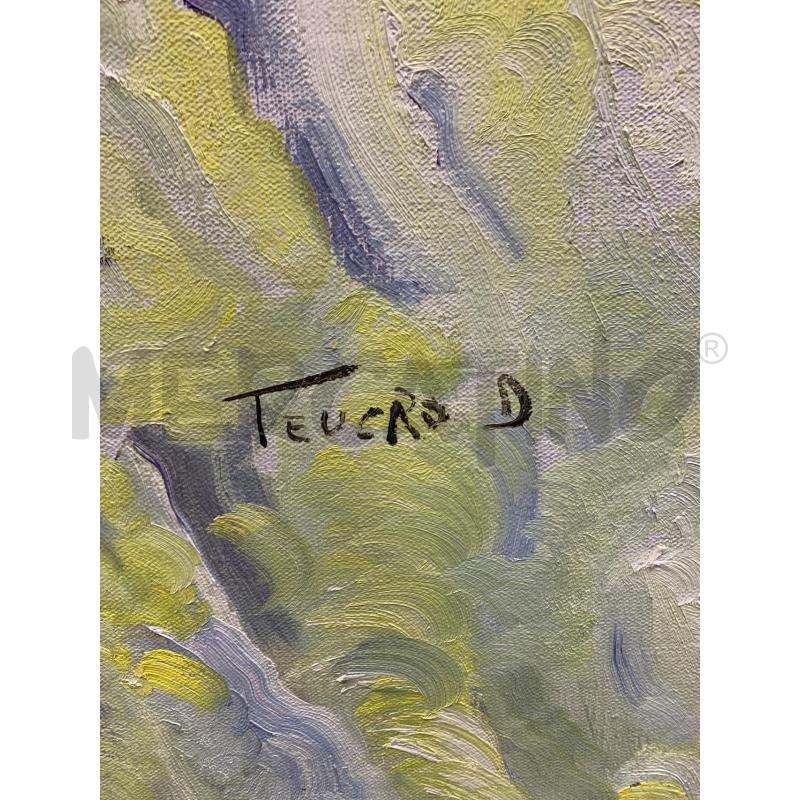 QUADRO OLIO TELA MATERICO UOMO ACCOVACCIATO ALBERO SECCO | Mercatino dell'Usato Roma re di roma 2