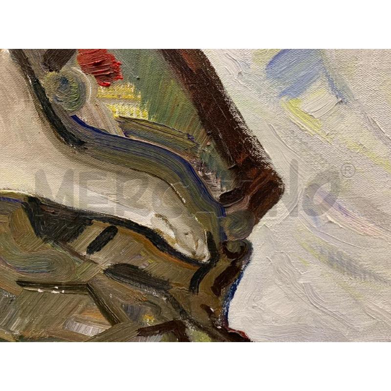 QUADRO OLIO TELA MATERICO UOMO ACCOVACCIATO ALBERO SECCO | Mercatino dell'Usato Roma re di roma 3
