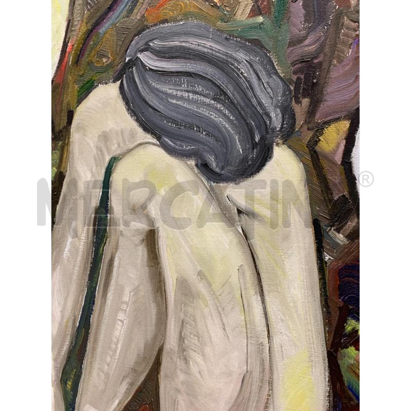 QUADRO OLIO TELA MATERICO UOMO ACCOVACCIATO ALBERO SECCO | Mercatino dell'Usato Roma re di roma 4