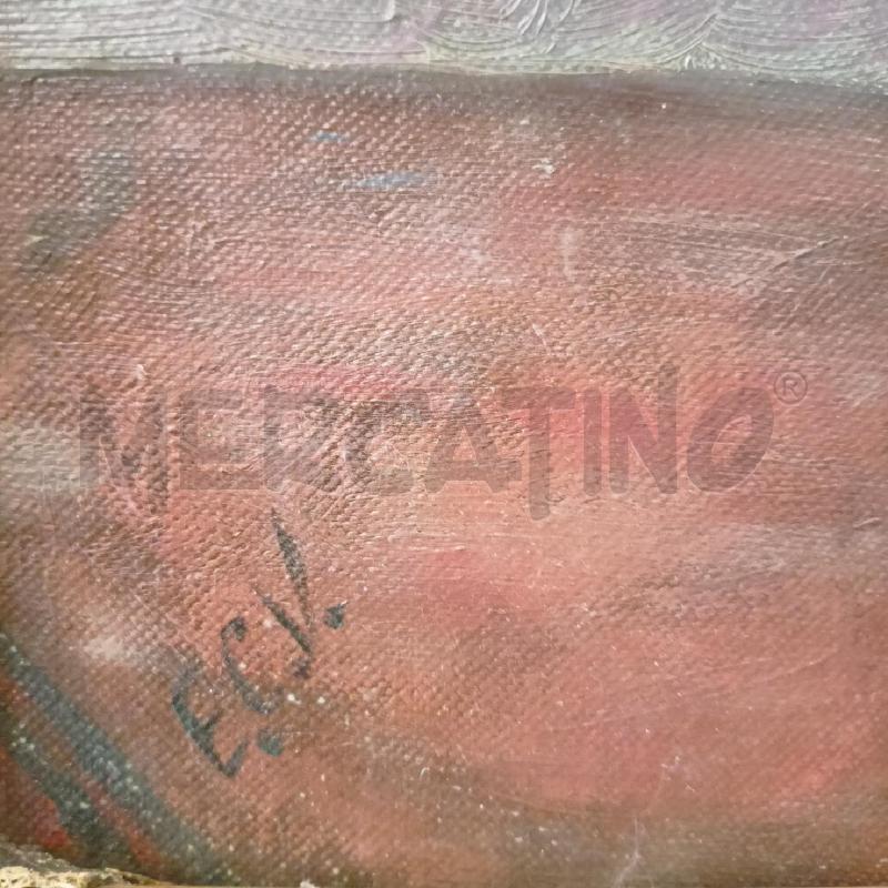 QUADRO OLIO TELA NATURA MORTA  PIANTA SOTTOVASO VERDE  MELA CORNICE NERA BORDO OR | Mercatino dell'Usato Roma re di roma 2