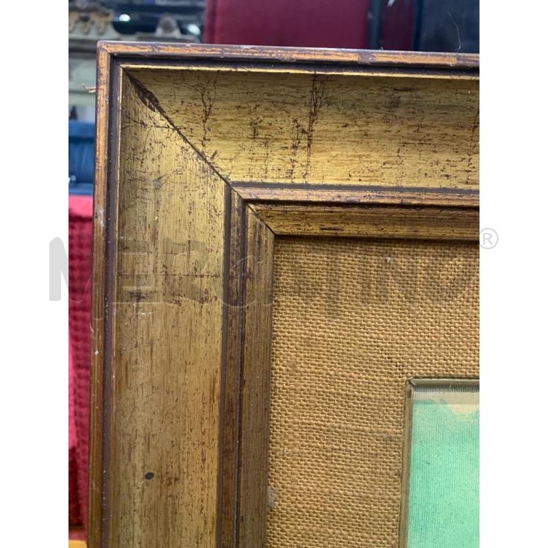 QUADRO OLIO TELA PAESAGGIO ASTRATTO VERDE CASETTA CORNICE LEGNO DORATO | Mercatino dell'Usato Roma re di roma 3