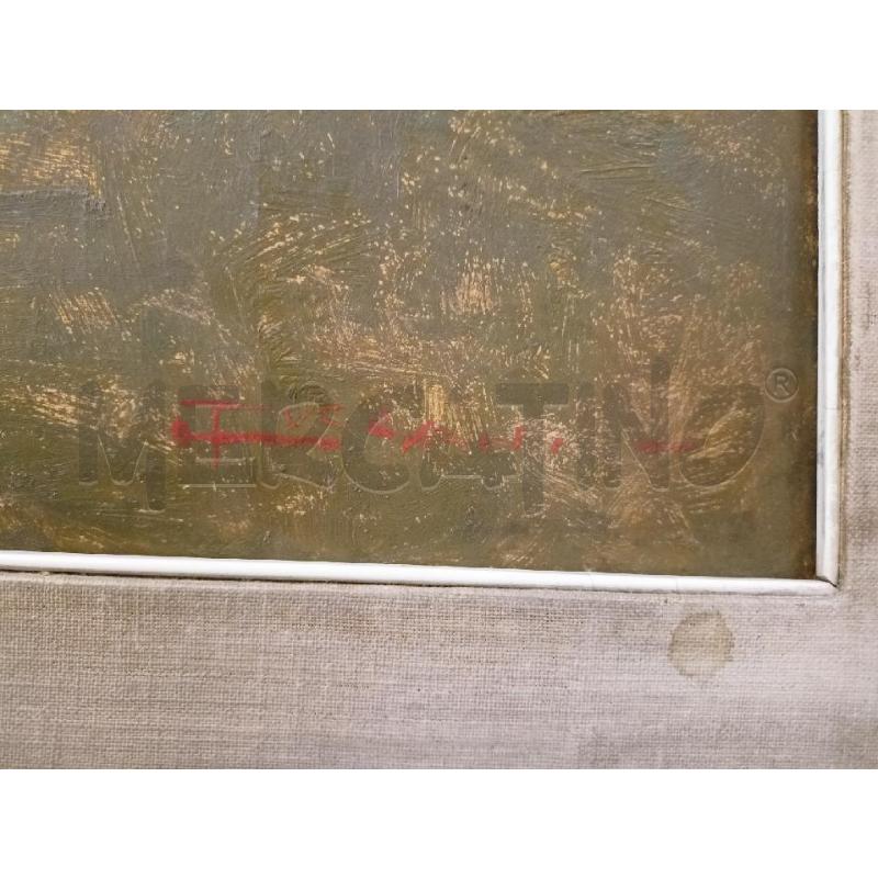 QUADRO OLIO TELA PAESAGGIO AUTUNNALE EDIFICIO ALBERI SPOGNI  | Mercatino dell'Usato Roma re di roma 2