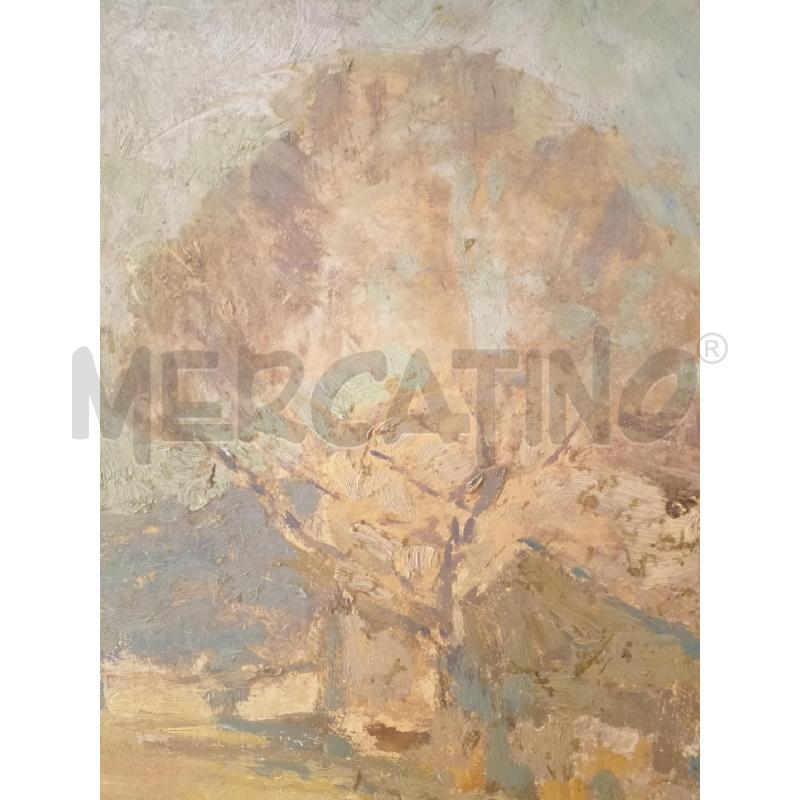 QUADRO OLIO TELA PAESAGGIO AUTUNNALE EDIFICIO ALBERI SPOGNI  | Mercatino dell'Usato Roma re di roma 3