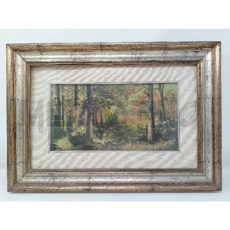 QUADRO OLIO TELA PAESAGGIO BOSCHIVO ALBERI  CESPUGNI VERDI MURA  | Mercatino dell'Usato Roma re di roma 1