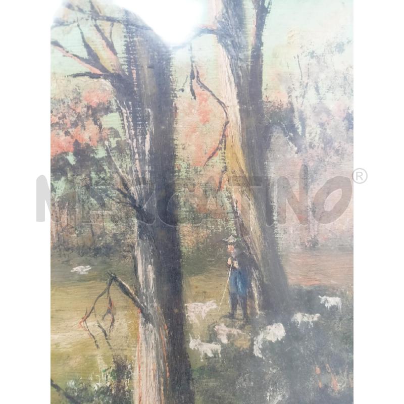 QUADRO OLIO TELA PAESAGGIO BOSCHIVO ALBERI  CESPUGNI VERDI MURA  | Mercatino dell'Usato Roma re di roma 4