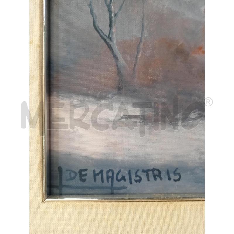 QUADRO OLIO TELA PAESAGGIO CASETTE NEBBIA CORN BLU | Mercatino dell'Usato Roma re di roma 2
