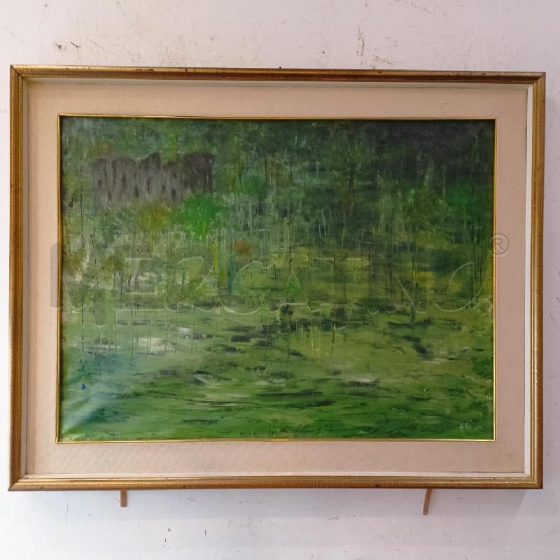 QUADRO OLIO TELA PAESAGGIO VERDE CORN DORAT | Mercatino dell'Usato Roma re di roma 1