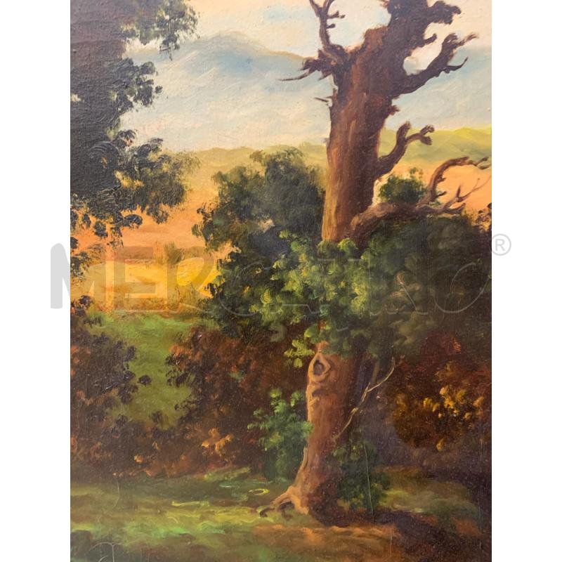 QUADRO OLIO TELA PAESAGGIO  BUCOLICO TORRE CORN DORAT | Mercatino dell'Usato Roma re di roma 5