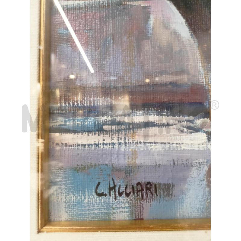 QUADRO OLIO TELA PONTE 2 PORTICATI CASE ALBERI  | Mercatino dell'Usato Roma re di roma 2