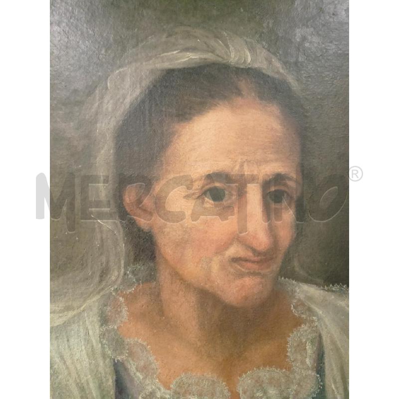 QUADRO OLIO TELA RITRATTO DONNA ANZIANA CON TESCHIO | Mercatino dell'Usato Roma re di roma 3