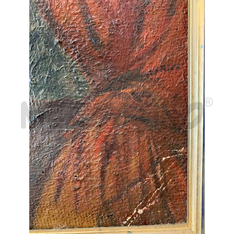 QUADRO OLIO TELA RITRATTO RAGAZZA MAGLIA VERDE CORN TONI AZZ ORO A CORDA | Mercatino dell'Usato Roma re di roma 3