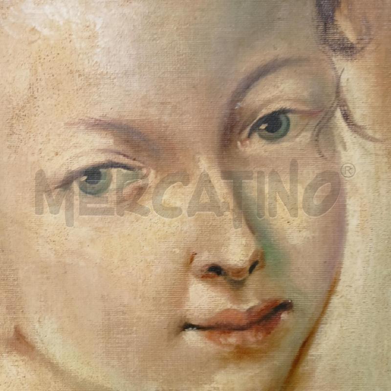 QUADRO OLIO TELA RITRATTO RAGAZZA PROFILO CAPELLI RACCOLTI ABITO AZZURRO  CORNICE LEGNO  | Mercatino dell'Usato Roma re di roma 4
