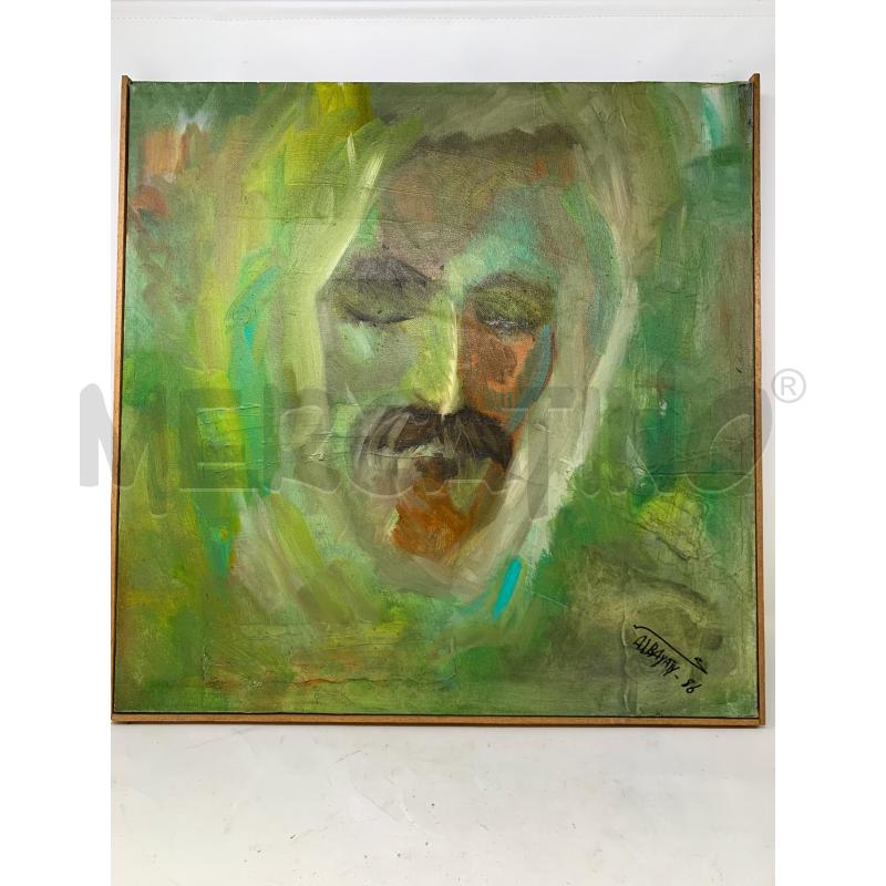 QUADRO OLIO TELA RITRATTO UOMO BAFFUTO TONI VERDI  | Mercatino dell'Usato Roma re di roma 1