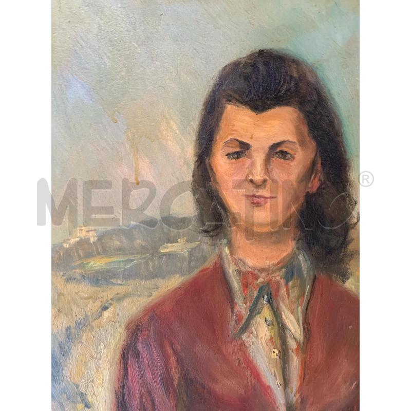 QUADRO OLIO TELA RITRATTO UOMO PAESAGGIO GIACCA ROSSA CAMICIA SENZA CORNICE | Mercatino dell'Usato Roma re di roma 4
