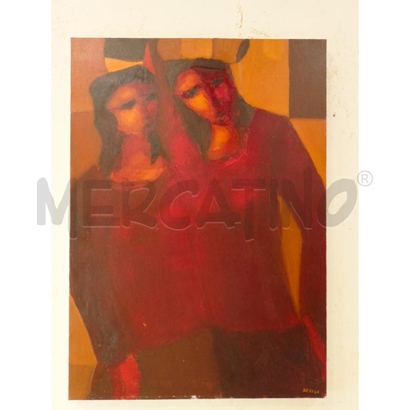QUADRO OLIO TELA RONI ROSSI 2 PERSONE STILIZZATE | Mercatino dell'Usato Roma re di roma 1