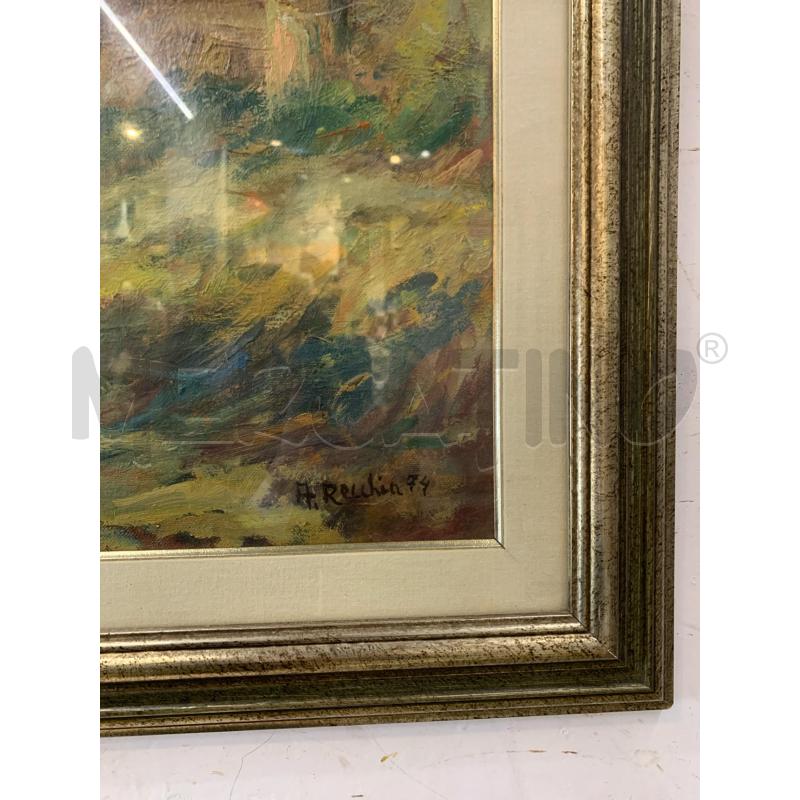 QUADRO OLIO TELA SFOCATI CASE IN CAMPAGNA 2 ALBERI CORN DORAT | Mercatino dell'Usato Roma re di roma 2