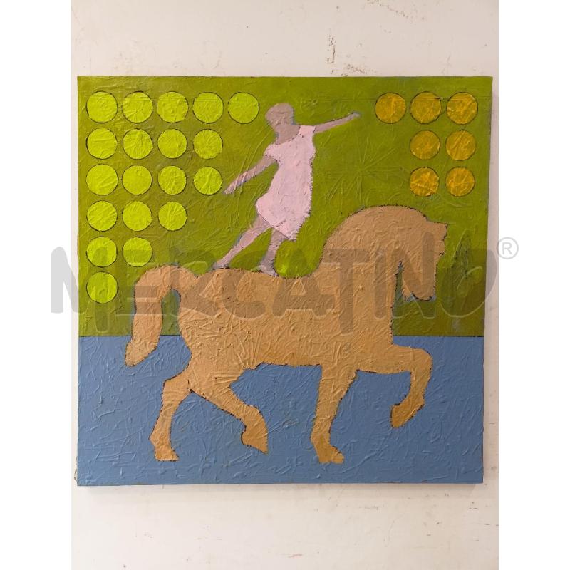 QUADRO OLIO TELA SILOUETTE BALLERINA SU CAVALLO | Mercatino dell'Usato Roma re di roma 1