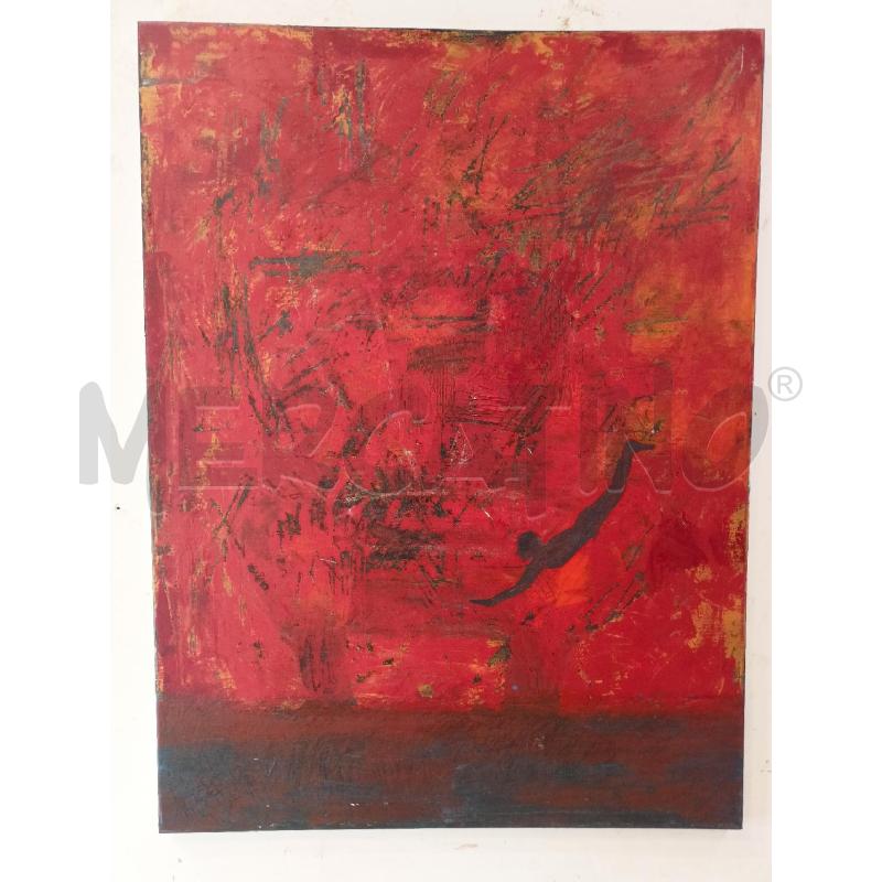 QUADRO OLIO TELA TUFFATORE NERO FONDO ROSSO | Mercatino dell'Usato Roma re di roma 1