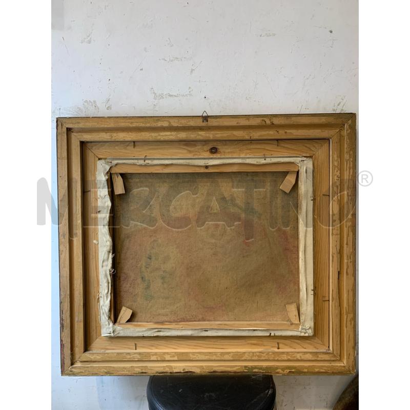 QUADRO OLIO TELA UOMINI BOSCO FALO ALBERI CORNICE LEGNO DORATA PASS BIANCO | Mercatino dell'Usato Roma re di roma 5
