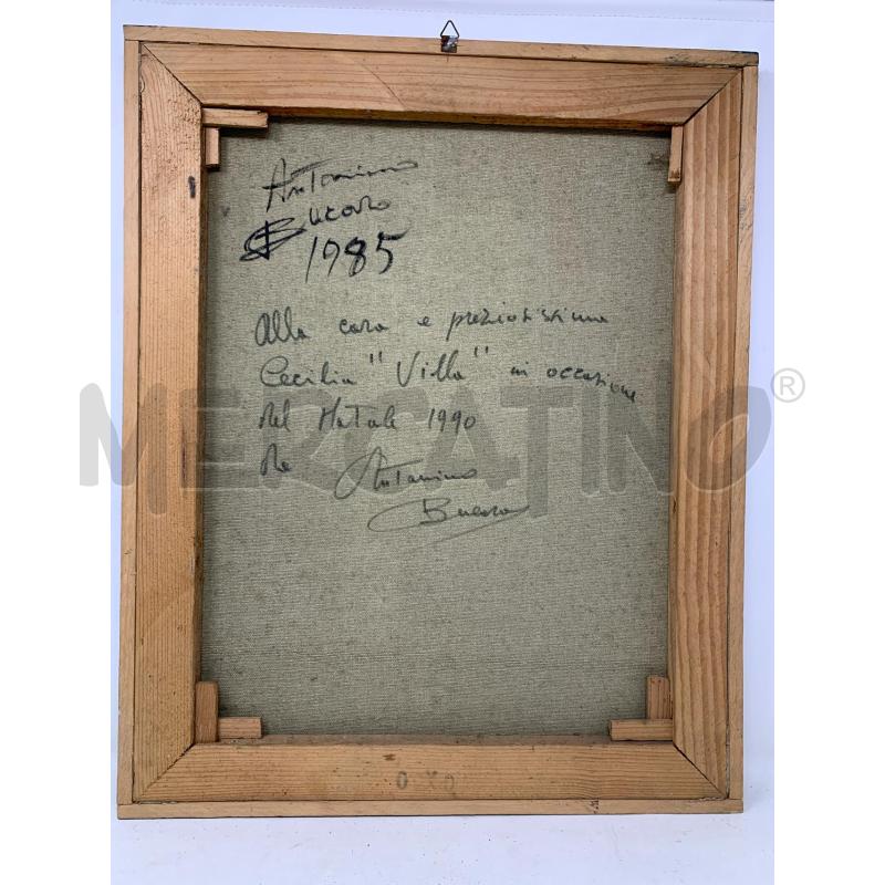 QUADRO OLIO TELA UOMO BAFFI MANTELLO NERO SFONDO MATTONI | Mercatino dell'Usato Roma re di roma 5
