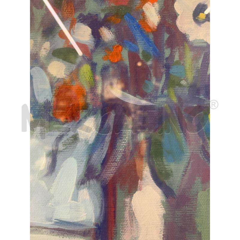 QUADRO OLIO TELA VASO FIORIROSS BIANC CORN DORAT | Mercatino dell'Usato Roma re di roma 4