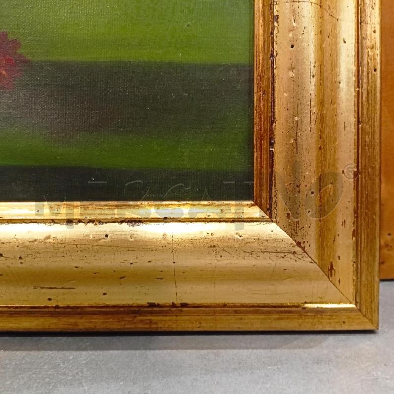 QUADRO OLIO TELA VASO FIORI CORN DORATA  | Mercatino dell'Usato Roma re di roma 2