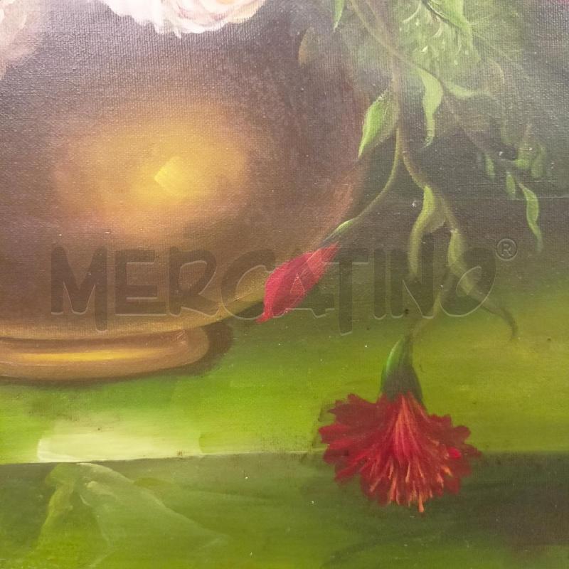 QUADRO OLIO TELA VASO FIORI CORN DORATA  | Mercatino dell'Usato Roma re di roma 3