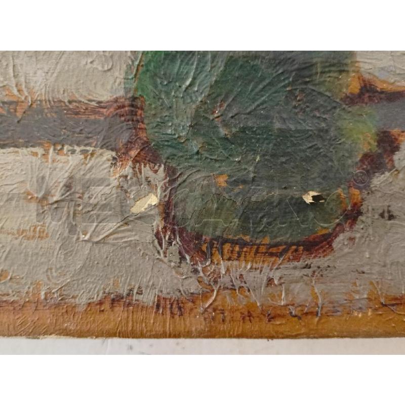 QUADRO OLIO TELA VASO FIORI GIALL ALLA FINESETRA  | Mercatino dell'Usato Roma re di roma 3