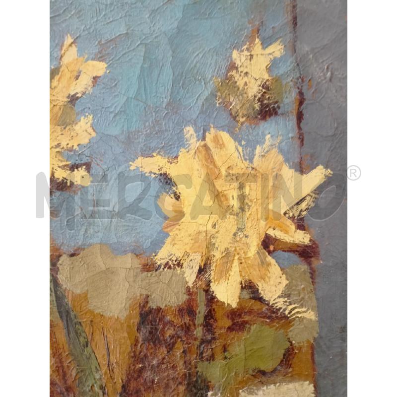 QUADRO OLIO TELA VASO FIORI GIALL ALLA FINESETRA  | Mercatino dell'Usato Roma re di roma 4