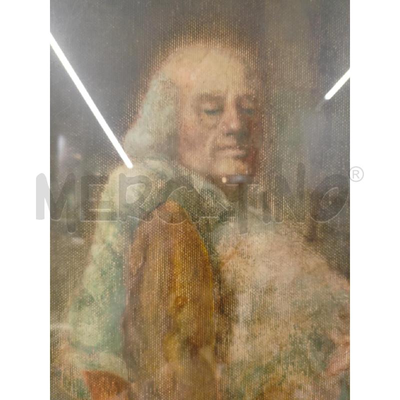 QUADRO OLIO TELA VECCHIO BIVACCO SEDUTO CAMICIA BLU PANTALONI VERDI CORN DORATA  | Mercatino dell'Usato Roma re di roma 4