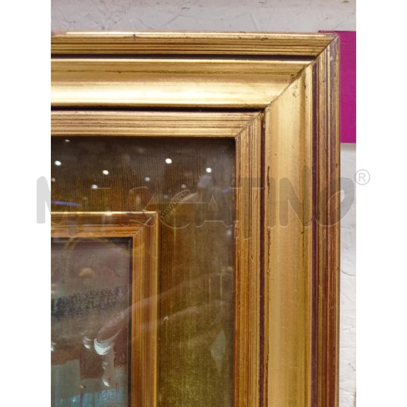QUADRO OLIO TELA VENEZIA GONDOLE CIELO OSCURATO BLU CORNICE LEGNO DORATA | Mercatino dell'Usato Roma re di roma 5