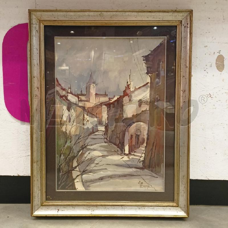 QUADRO OLIO TELA VICOLO PAESE CORN ARGANTAT | Mercatino dell'Usato Roma re di roma 1
