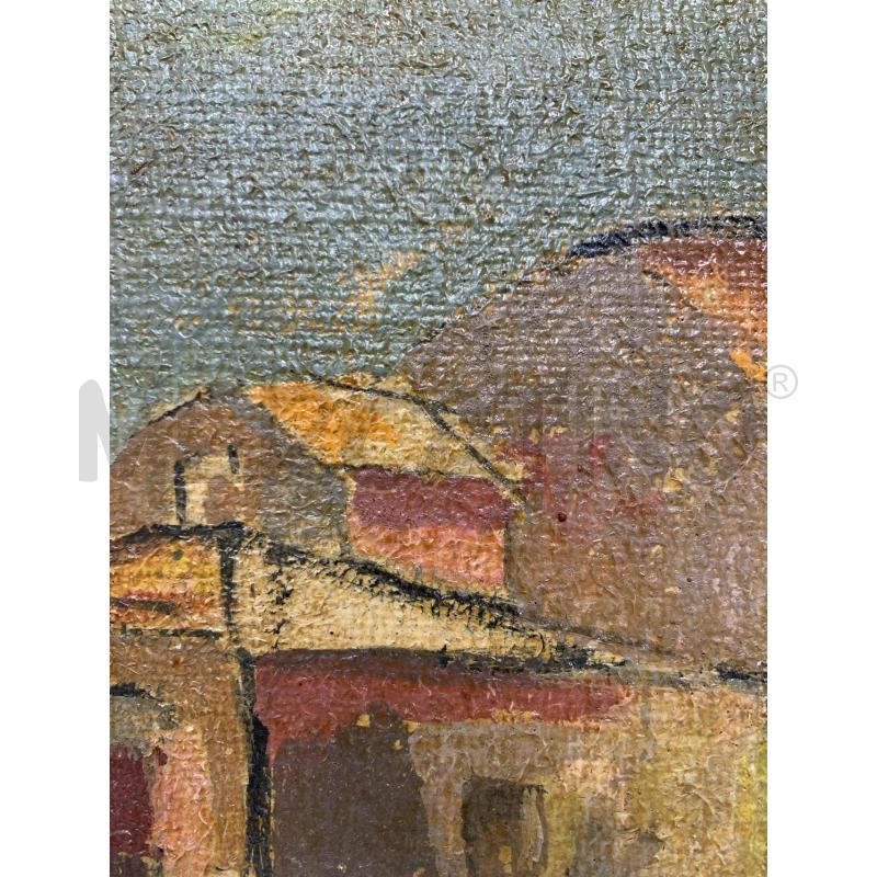 QUADRO OLIO TELA VISTA CASALE STILE MACCHIAIOLO CORN LEGNO FINA | Mercatino dell'Usato Roma re di roma 3