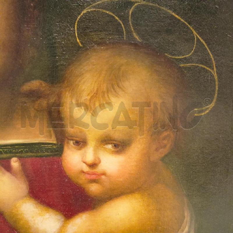 QUADRO OLIO TELA  MADONNA BAMBINO ABITO ROSSO MANTELLO BLU  | Mercatino dell'Usato Roma re di roma 3