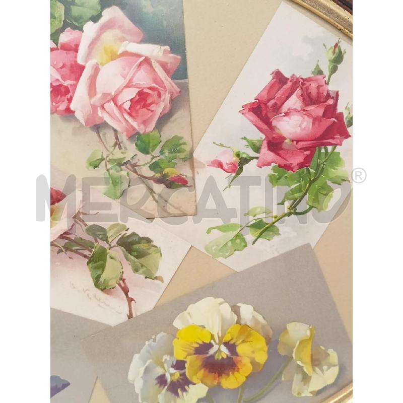QUADRO OVALE CARTOLINE FIORI CORN LEGNO | Mercatino dell'Usato Roma re di roma 2