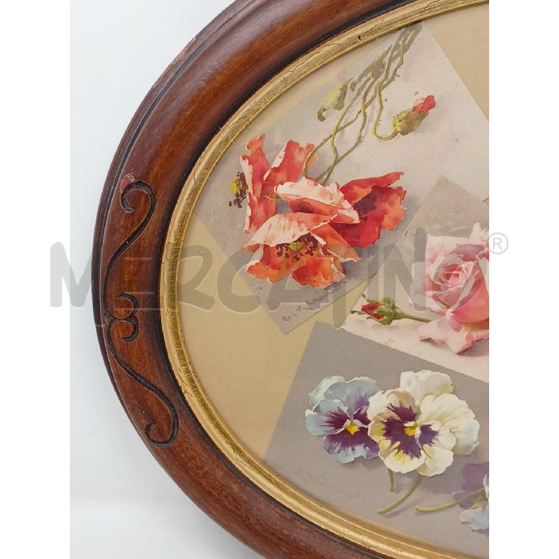 QUADRO OVALE CARTOLINE FIORI CORN LEGNO | Mercatino dell'Usato Roma re di roma 3