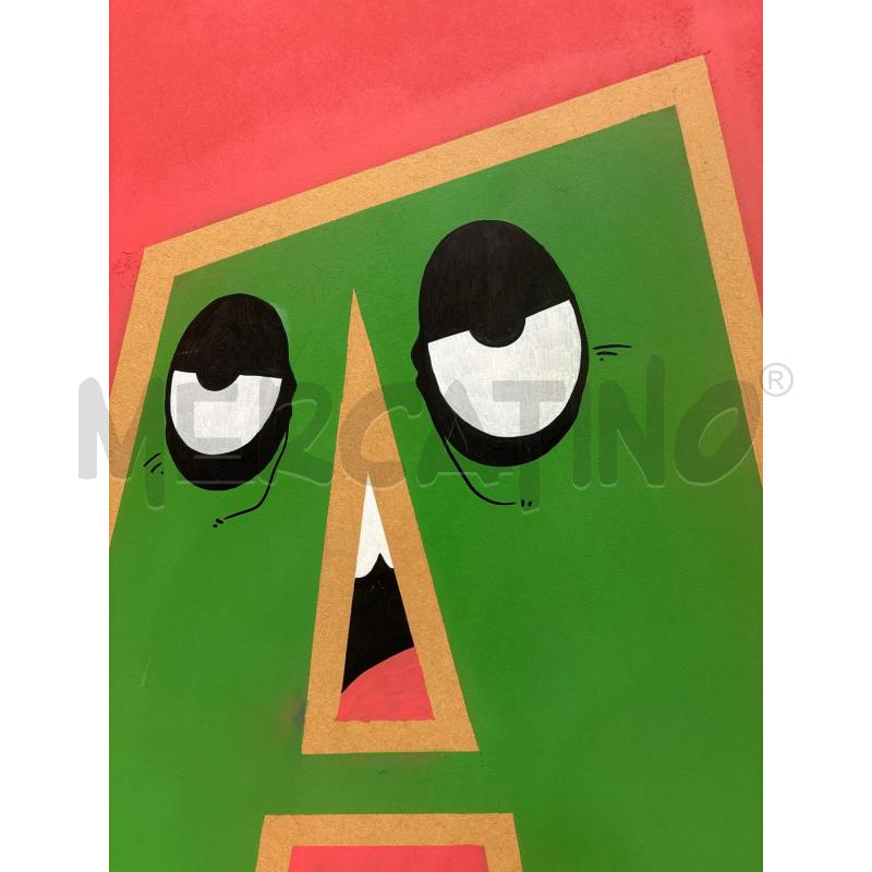 QUADRO PANNELLO A SPRAY ROSA VERDE OCCHIO  | Mercatino dell'Usato Roma re di roma 2
