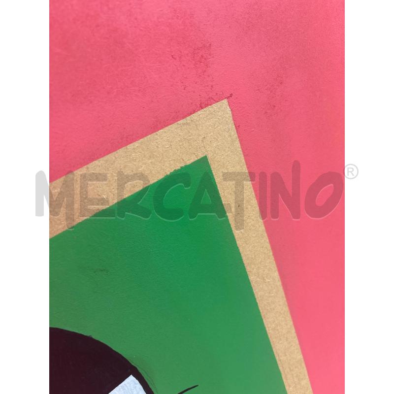 QUADRO PANNELLO A SPRAY ROSA VERDE OCCHIO  | Mercatino dell'Usato Roma re di roma 4