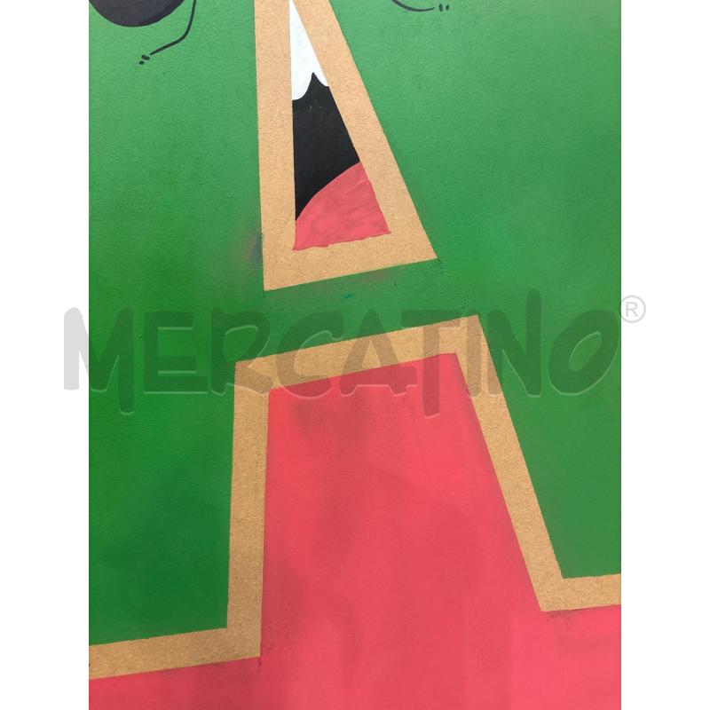 QUADRO PANNELLO A SPRAY ROSA VERDE OCCHIO  | Mercatino dell'Usato Roma re di roma 5