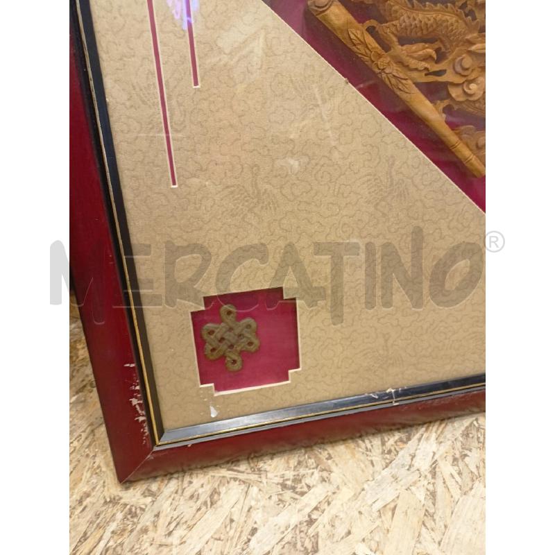 QUADRO PANNELLO INTAGLIO CINESE LEGNO PLACCHE CORN MOGANO  | Mercatino dell'Usato Roma re di roma 2