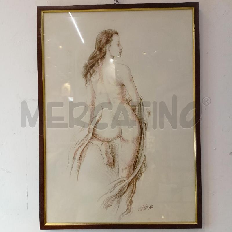QUADRO PASTELLO CARTA NUDO DONNA DI SPALLE PROFILO  | Mercatino dell'Usato Roma re di roma 1