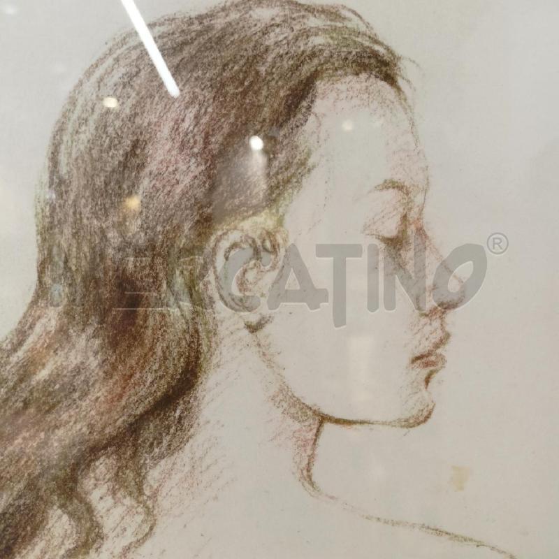 QUADRO PASTELLO CARTA NUDO DONNA DI SPALLE PROFILO  | Mercatino dell'Usato Roma re di roma 5