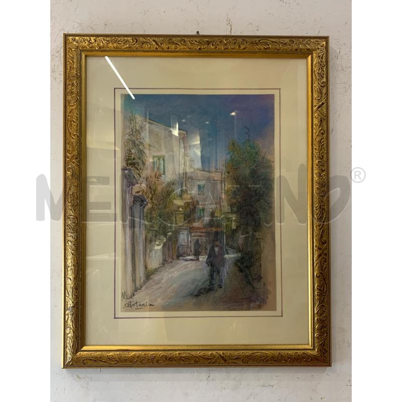 QUADRO PASTELLO CERA SU CARTONCINO VIETTA UOMO BASTONE GIACCA CORN ORO SAGOMATA | Mercatino dell'Usato Roma re di roma 1