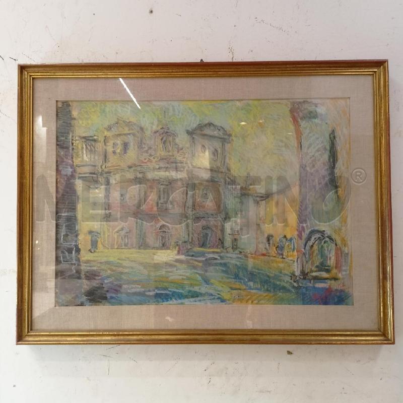 QUADRO PASTELLO PIAZZA FACCIATA PALAZZO CORN DORAT | Mercatino dell'Usato Roma re di roma 1